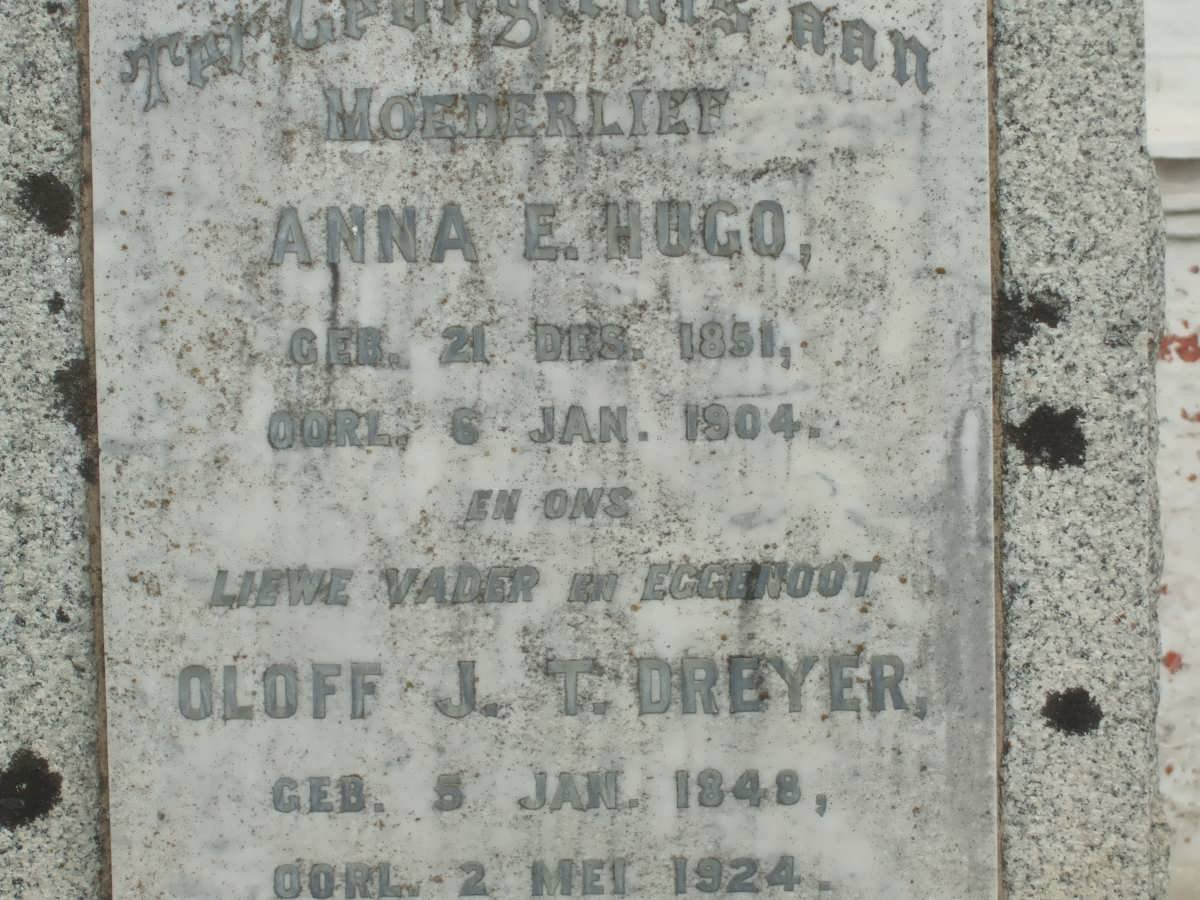 DREYER Oloff J. T. 1848-1924 &amp; Anna E. HUGO 1851-1904