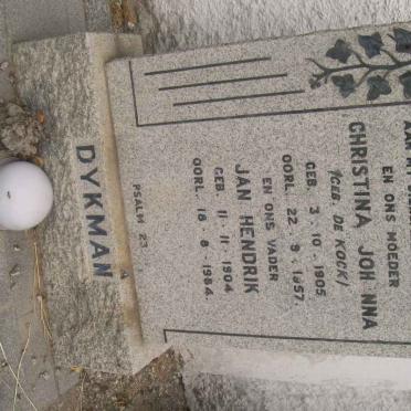 DYKMAN Jan Hendrik 1904-1984 &amp; Christina Johanna DE KOCK 1905-1957