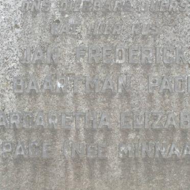 PACE Jan Frederick Baartman &amp; Magaretha Elizabeth MINNAAR