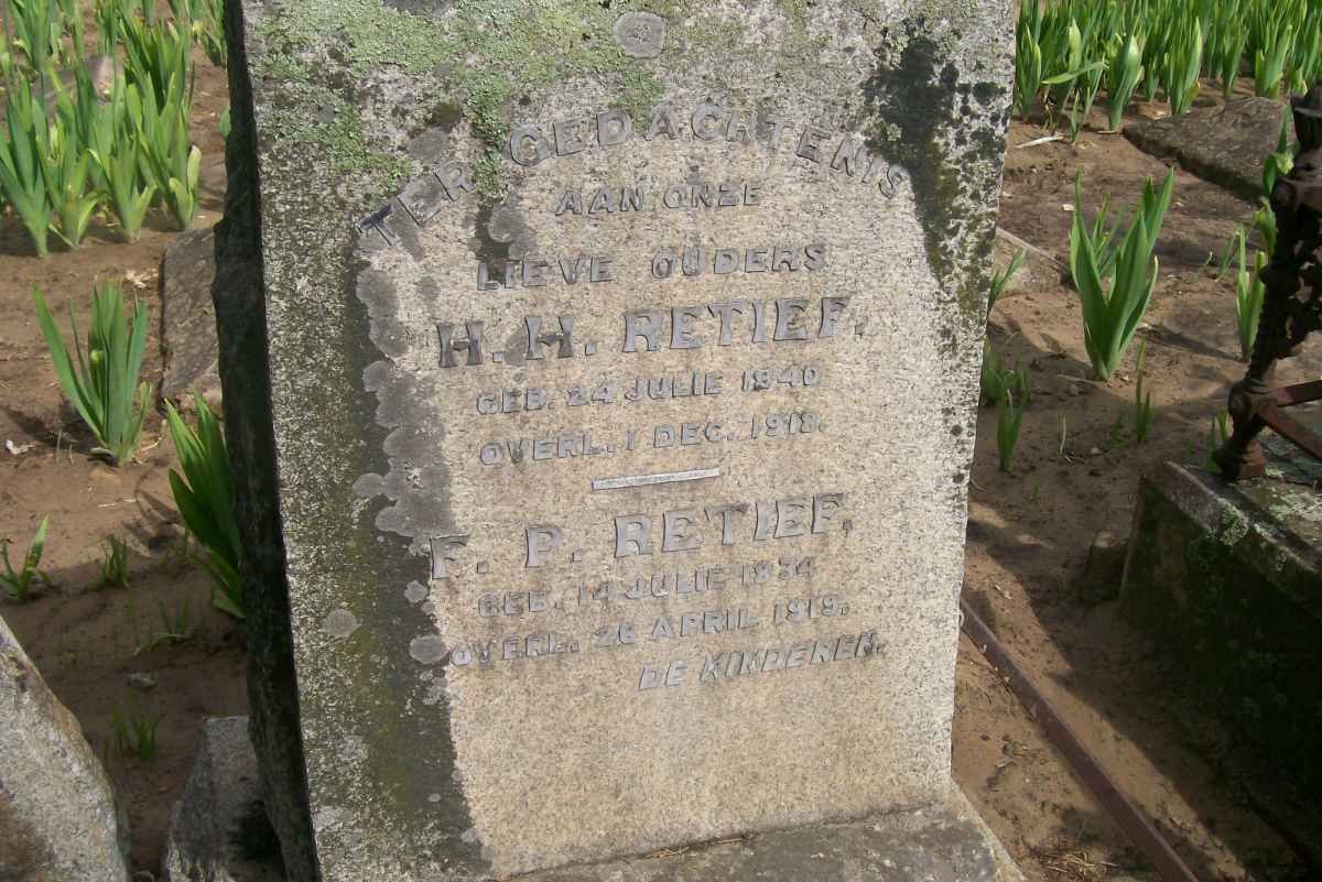 RETIEF H.H. 1840-1918 :: RETIEF F.P. 1834-1919