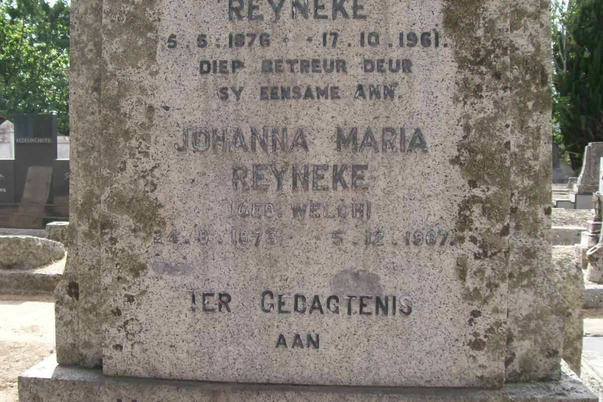 REYNEKE Johanna Maria nee WELCH 1873-1967