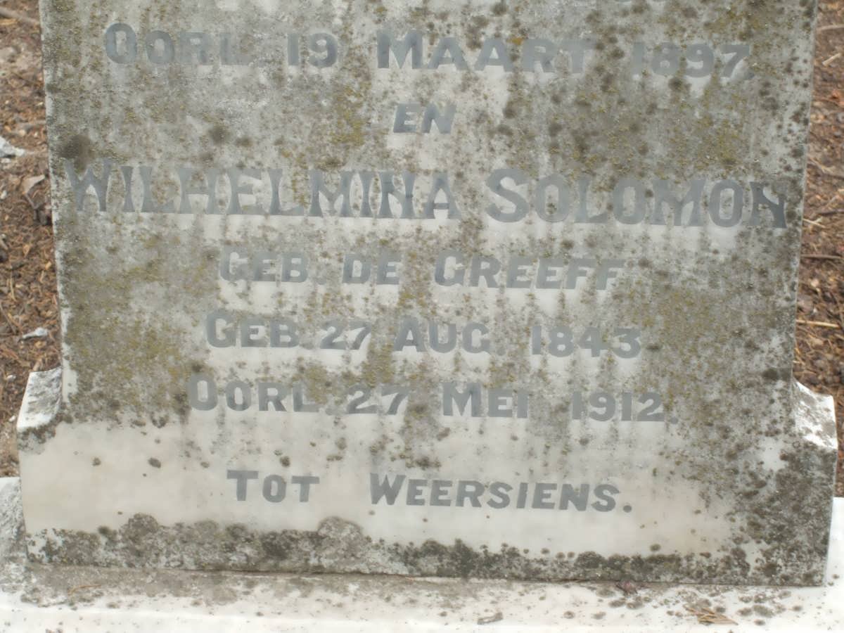 SOLOMON Benjamin 1833-1897 &amp; Wilhelmina DE GREEFF 1843-1912
