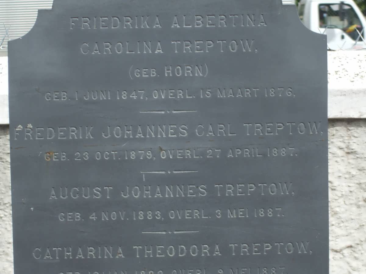TREPTOW Friedrika Albertina Carolina nee HORN 1847-1876 ::  TREPTOW Frederik Johannes Carl 1879-1887