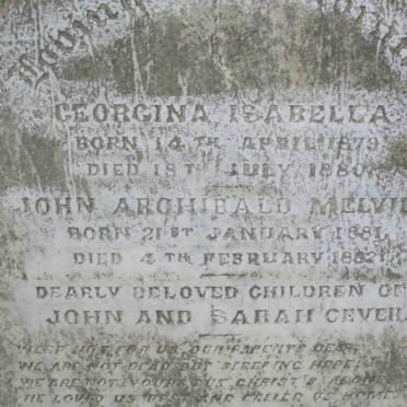 CEVER Georgina Isabella 1879-1880 :: CEVER John Archibald Melville 1881-1882