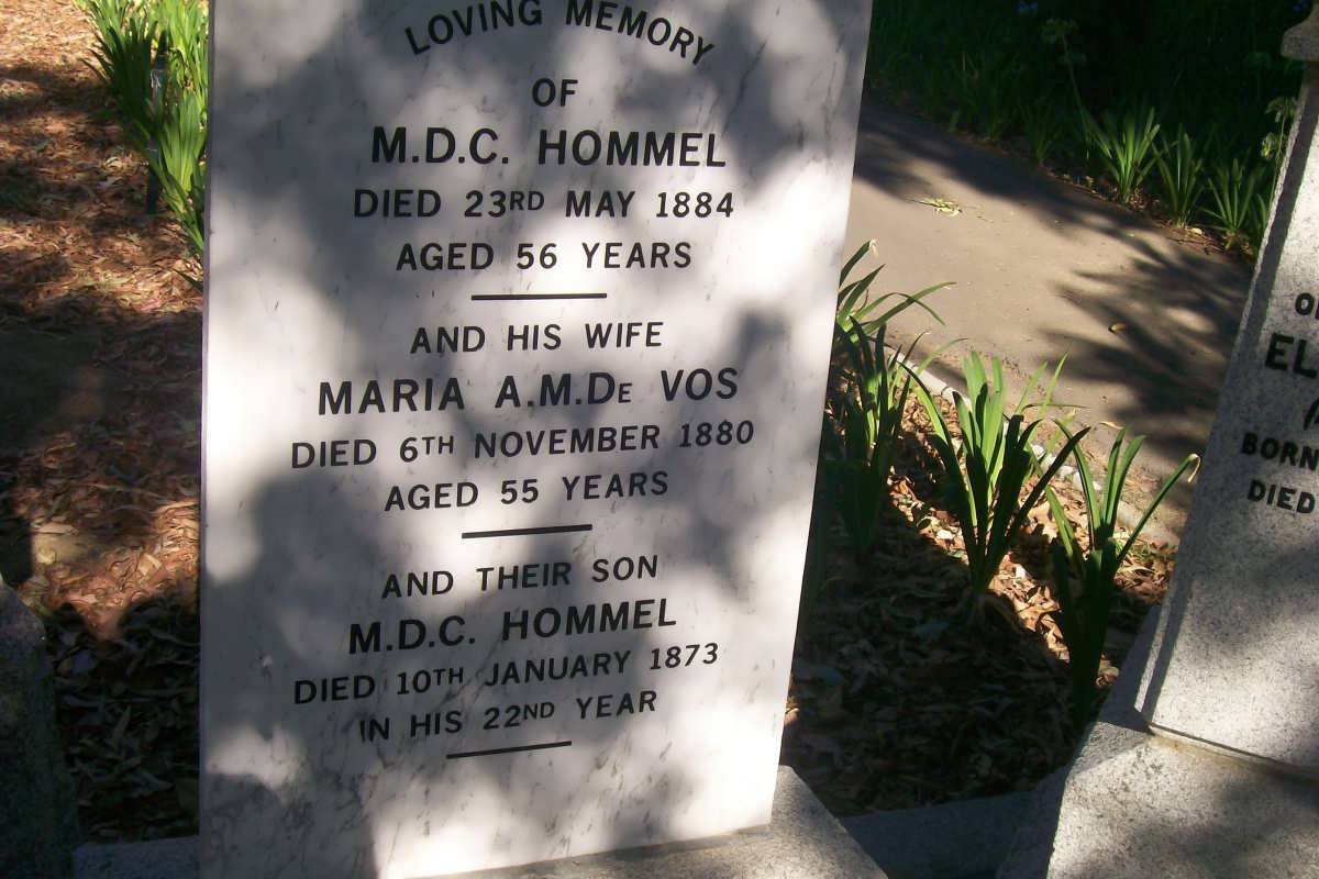 HOMMEL M.D.C. -1884 &amp; Maria A.M. DE VOS -1880 :: HOMMEL M.D.C. -1873