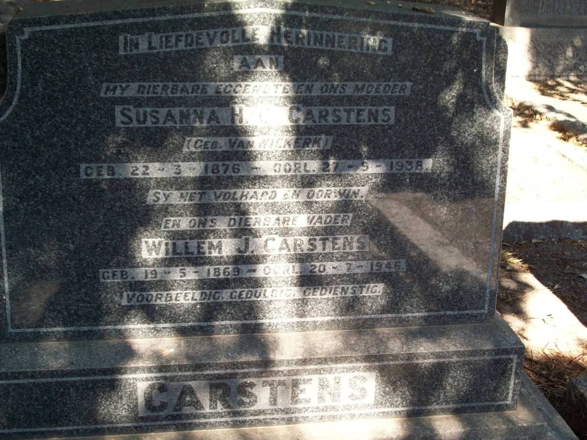CARSTENS Willem J. 1869-1946 &amp; Susanna H. VAN NIEKERK 1876-1938
