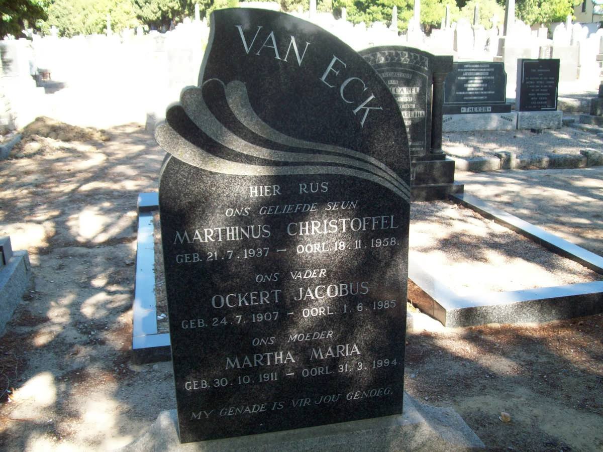 ECK Ockert Jacobus, van 1907-1985 &amp; Martha Maria 1911-1994 :: VAN ECK Marthinus Christoffel 1937-1958