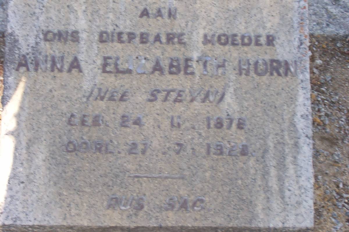 HORN Anna Elizabeth nee STEYN 1878-1928