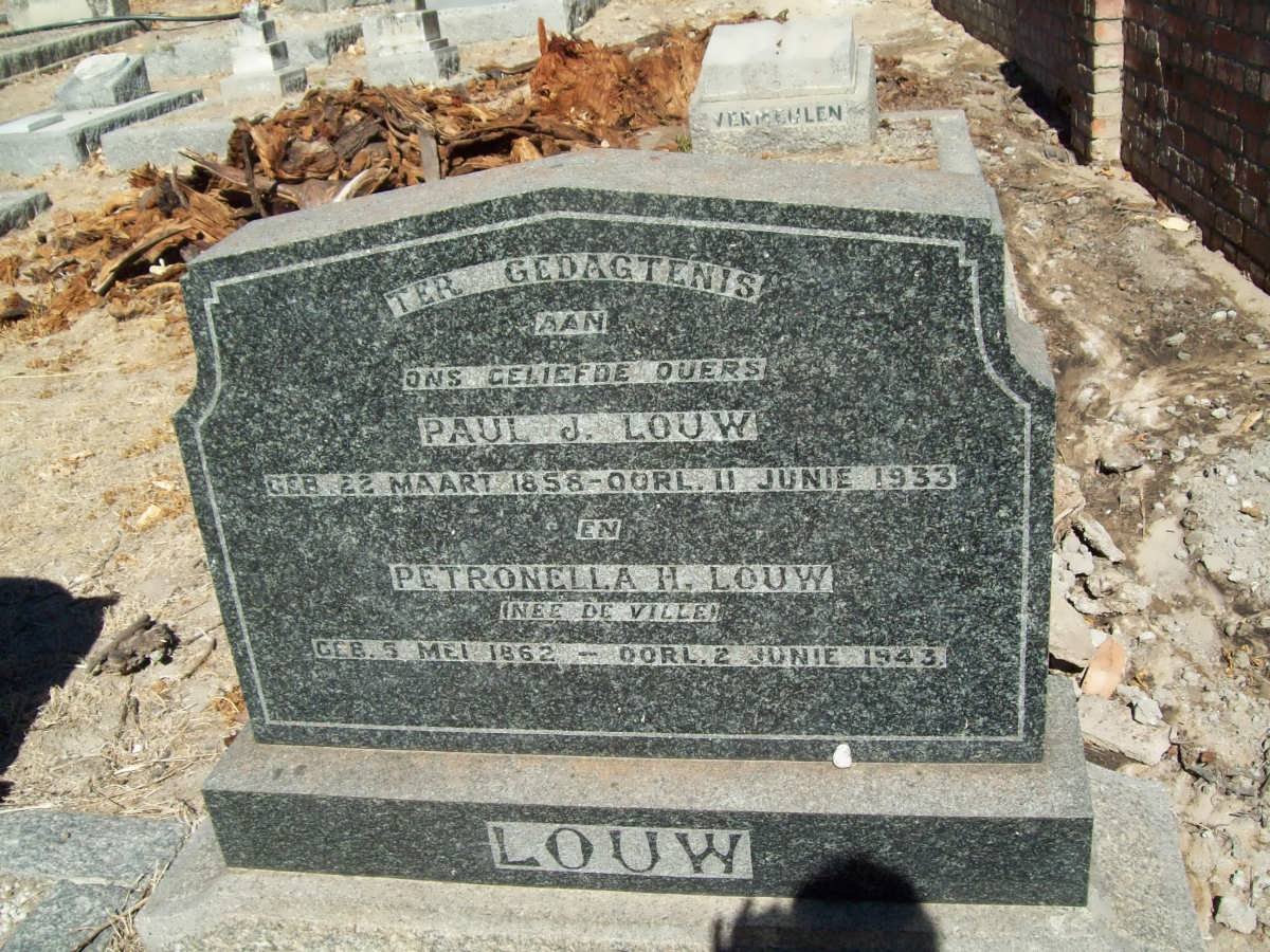 LOUW Paul J. 1858-1933 &amp; Petronella H. DE VILLE 1862-1943