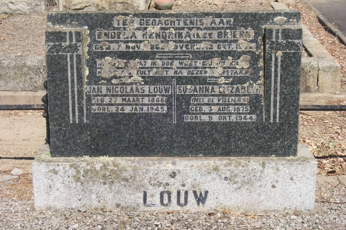 LOUW Engela Hendrina nee BRIERS 186?-19?2 :: LOUW Jan Nicolaas 1868-1945 :: LOUW Susanna Elizabeth nee DE VILLIERS 1875-1944