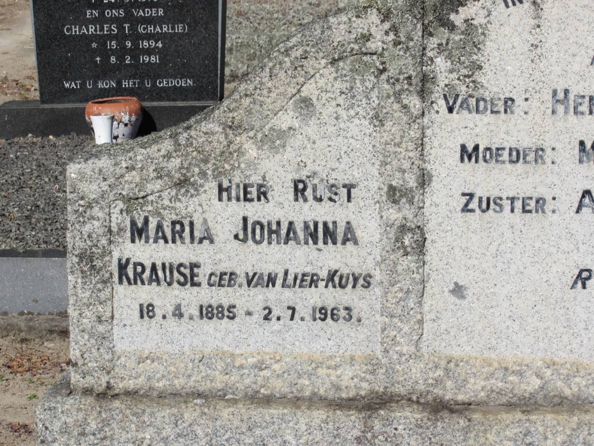 KRAUSE Maria Johanna nee LIER-KUYS 1885-1963