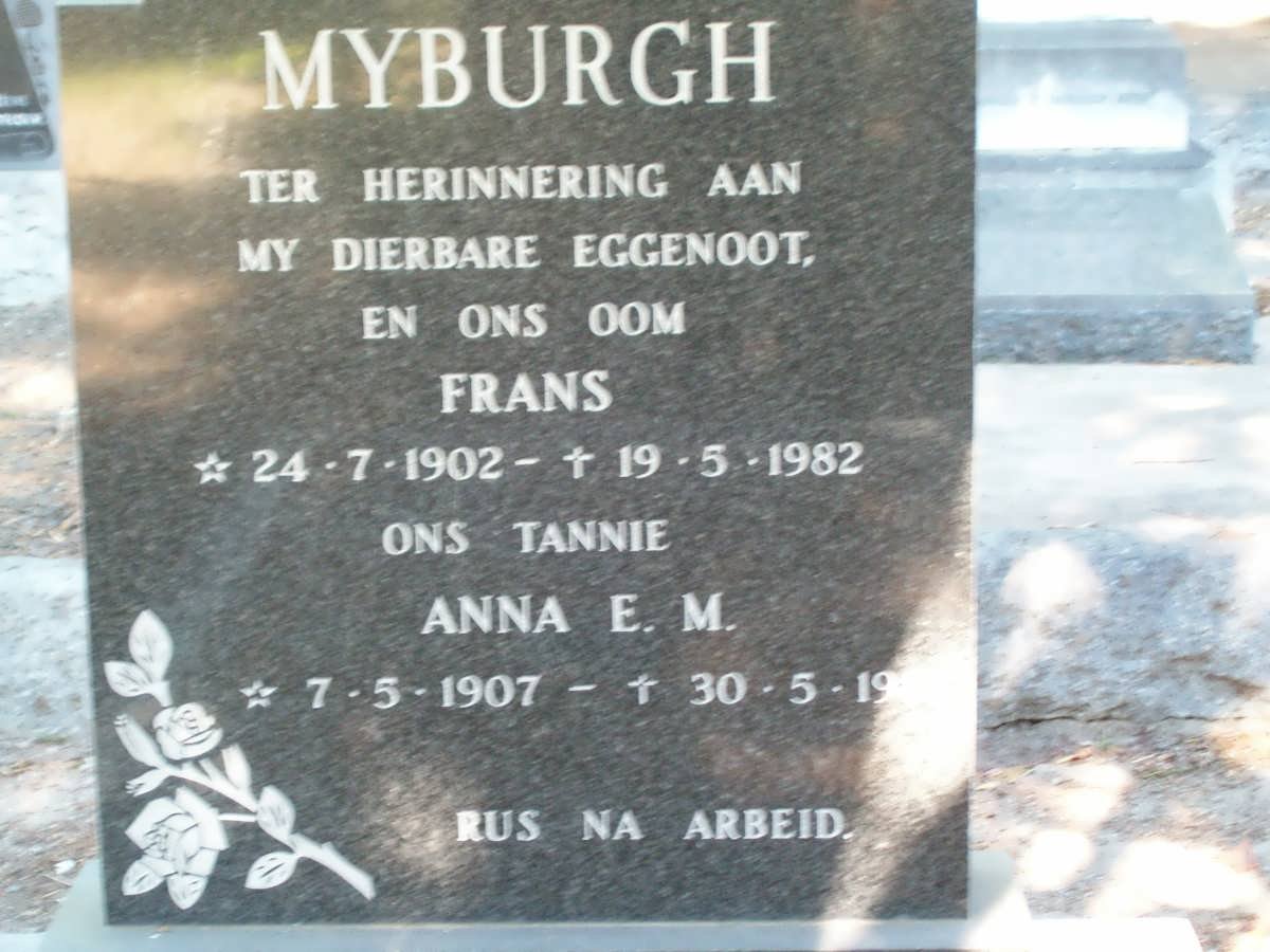 MYBURGH Frans 1902-1982 &amp; Anna E.M. 1907-19??