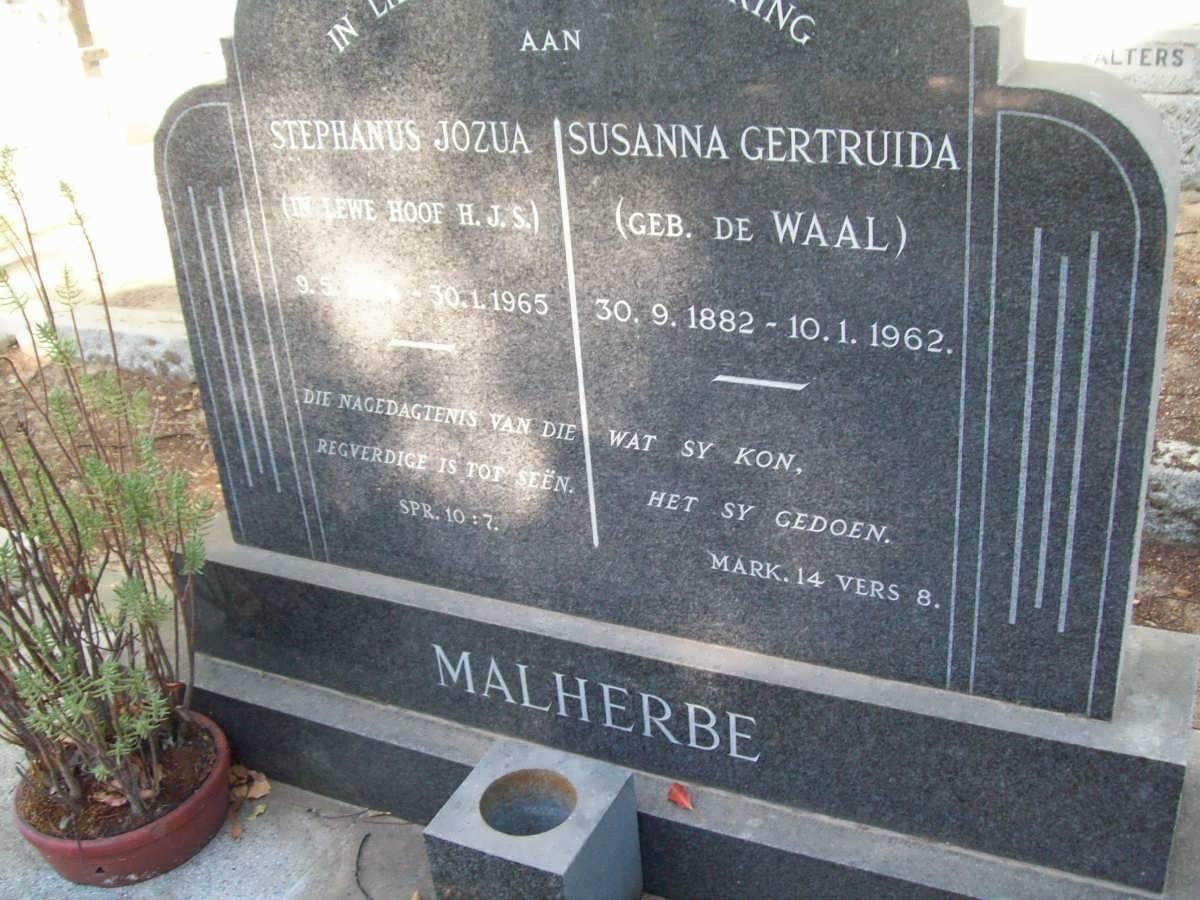 MALHERBE Stephanus Jozua 1884-1965 &amp; Susanna Gertruida DE WAAL 1882-1962