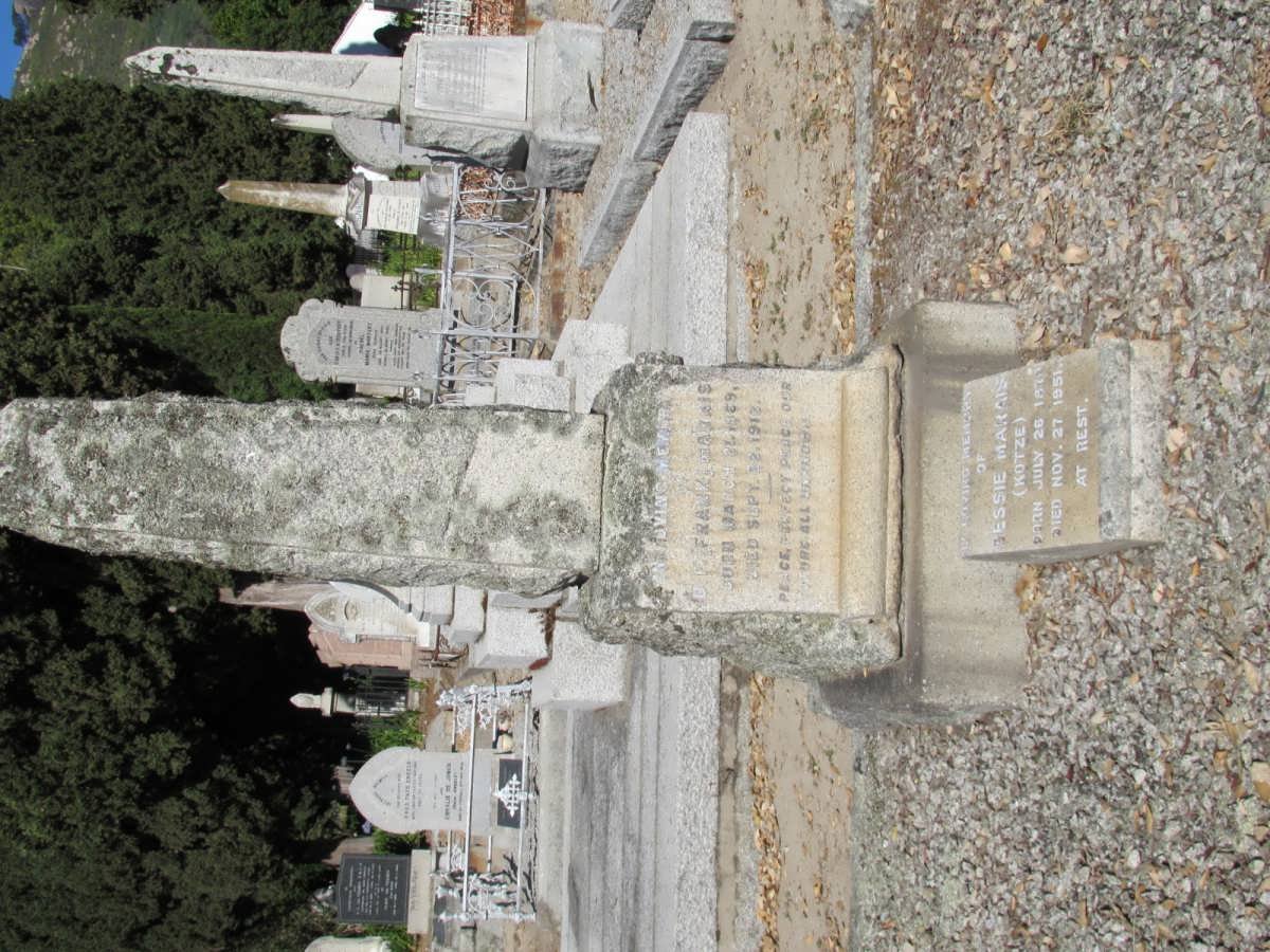 MARAIS D.F. 1869-1912 &amp; Bessie KOTZE 1870-1951