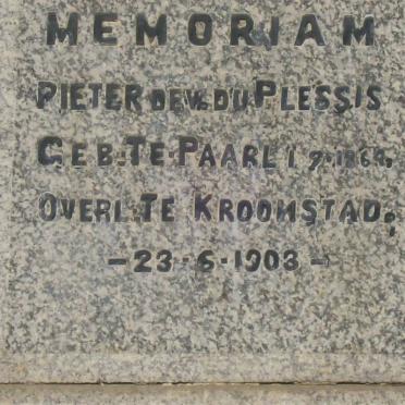 PLESSIS Pieter de W., du 1869-1903