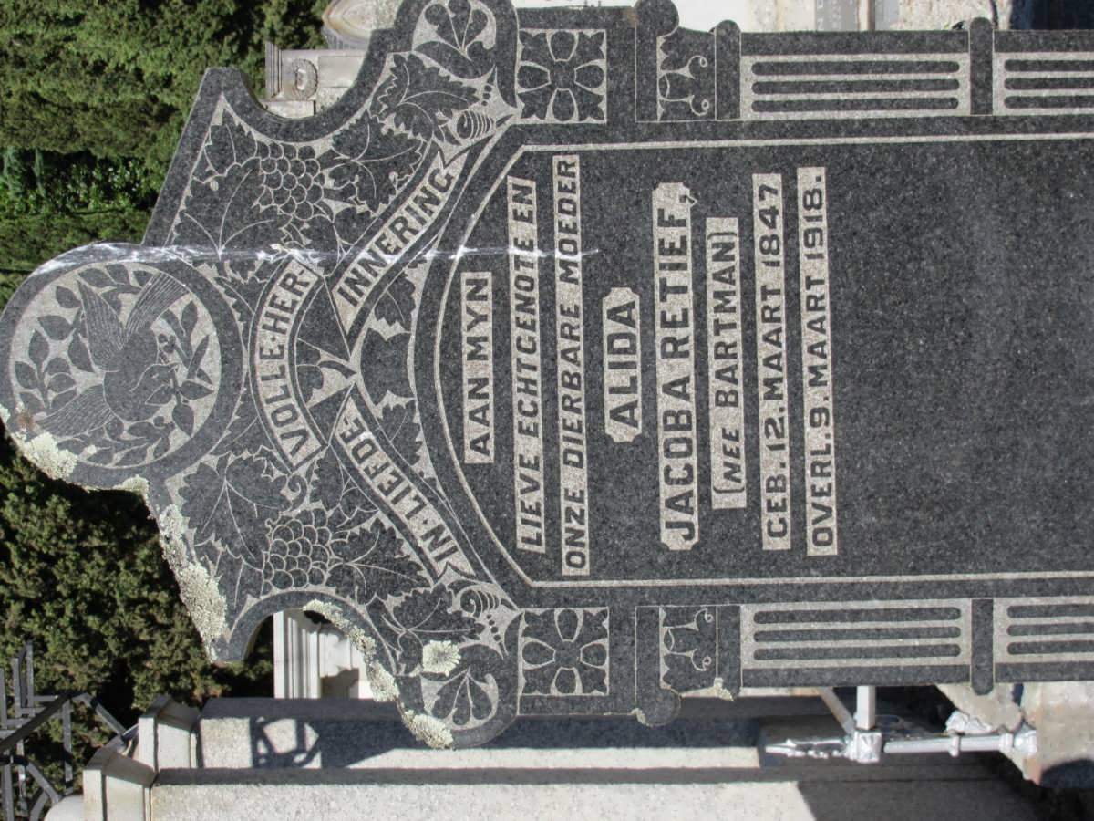 RETIEF Alida Jacoba nee BARTMAN 1847-1918