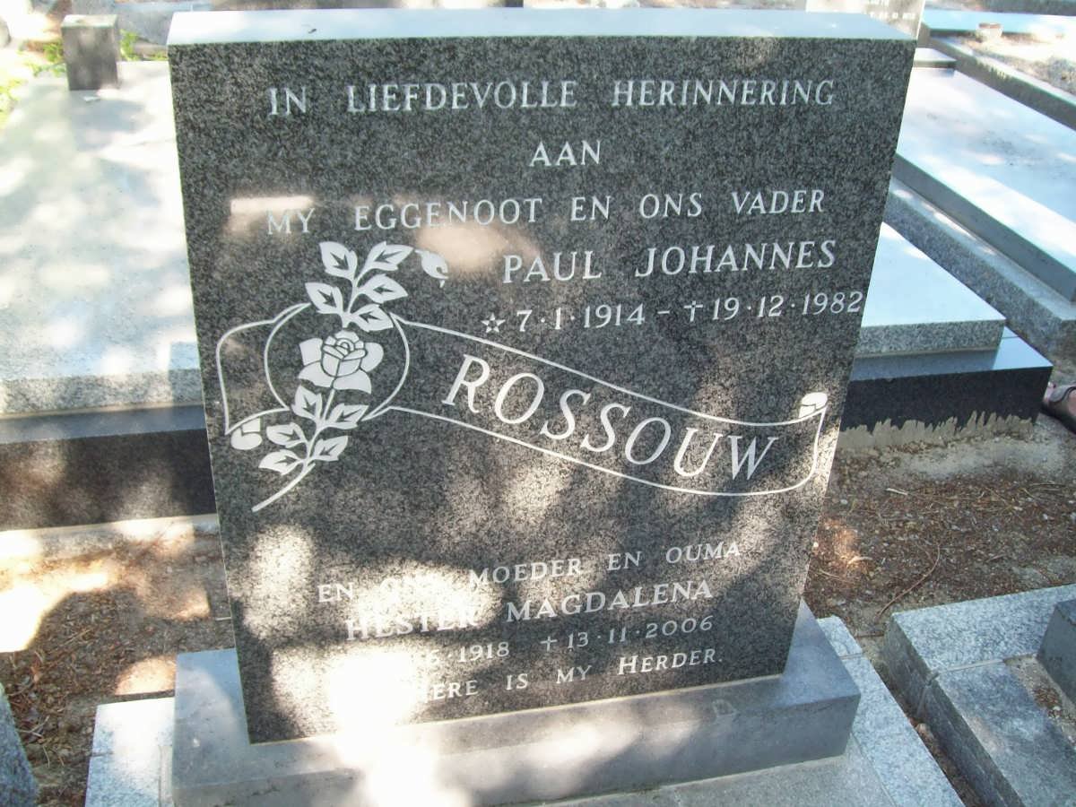 ROSSOUW Paul Johannes 1914-1982 &amp; Hester Magdalena 1918-2006