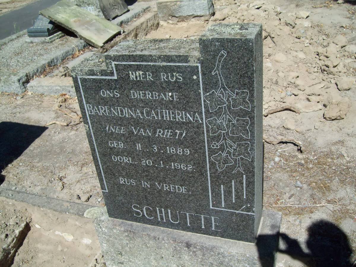 SCHUTTE Barendina Catherina nee VAN RIET 1889-1962