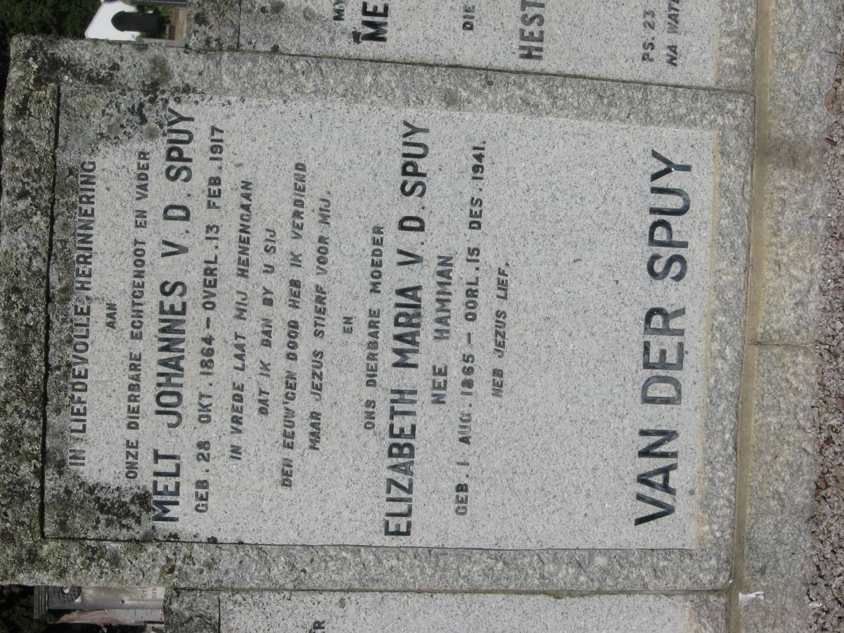 SPUY Melt Johannes, v.d. 1864-1917 &amp; Elizabeth Maria HAMMAN 1865-1941