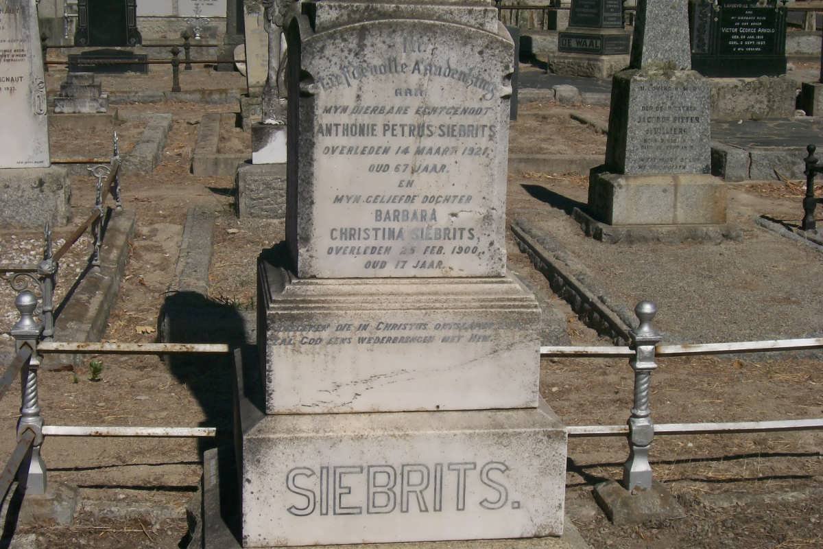 SIEBRITS Anthonie Petrus -1921 &amp; Isabella Johanna PRETORIUS 1852-1946:: SIEBRITS Barbara Christina -1900