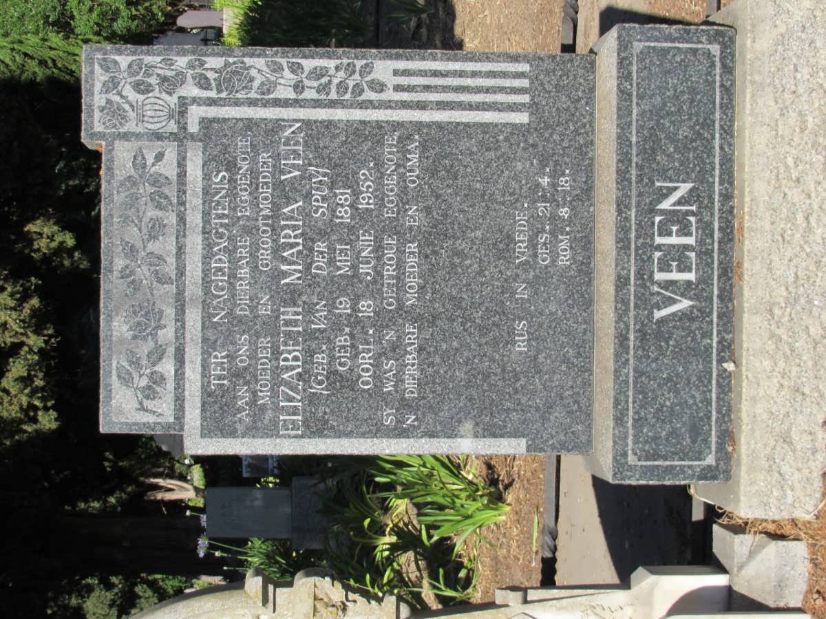 VEEN Elizabeth Maria nee VAN DER SPUY 1881-1952