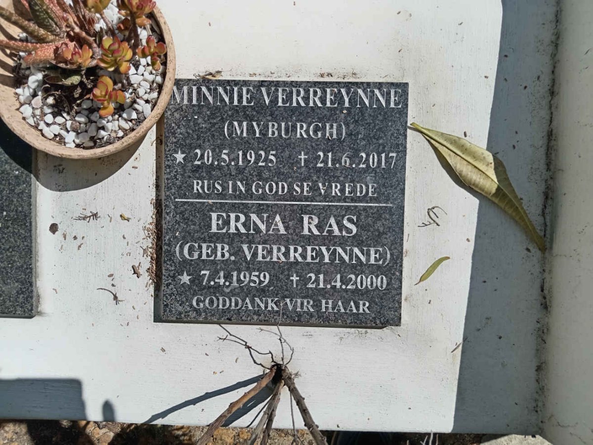 VERRYNNE Minnie nee MYBURGH 1925-2017 :: RAS Erna nee VERRYNNE 1959-2000