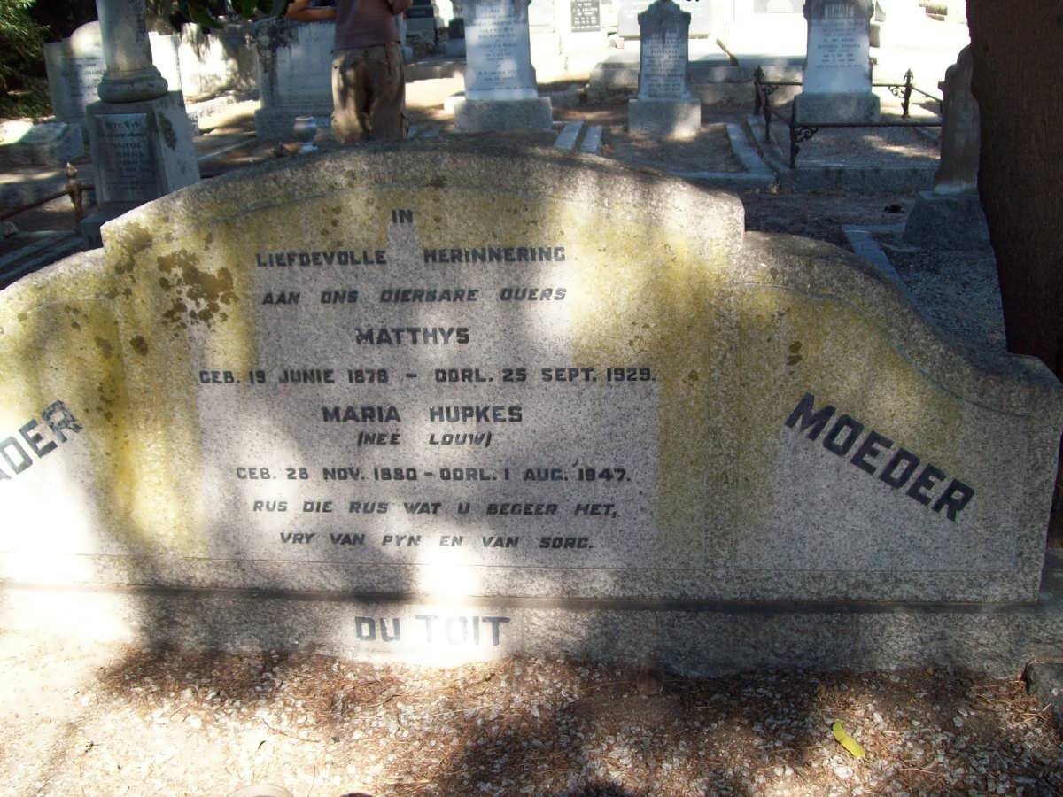 TOIT Matthys, du 1878-1929 &amp; Maria Hupkes LOUW 1880-1947