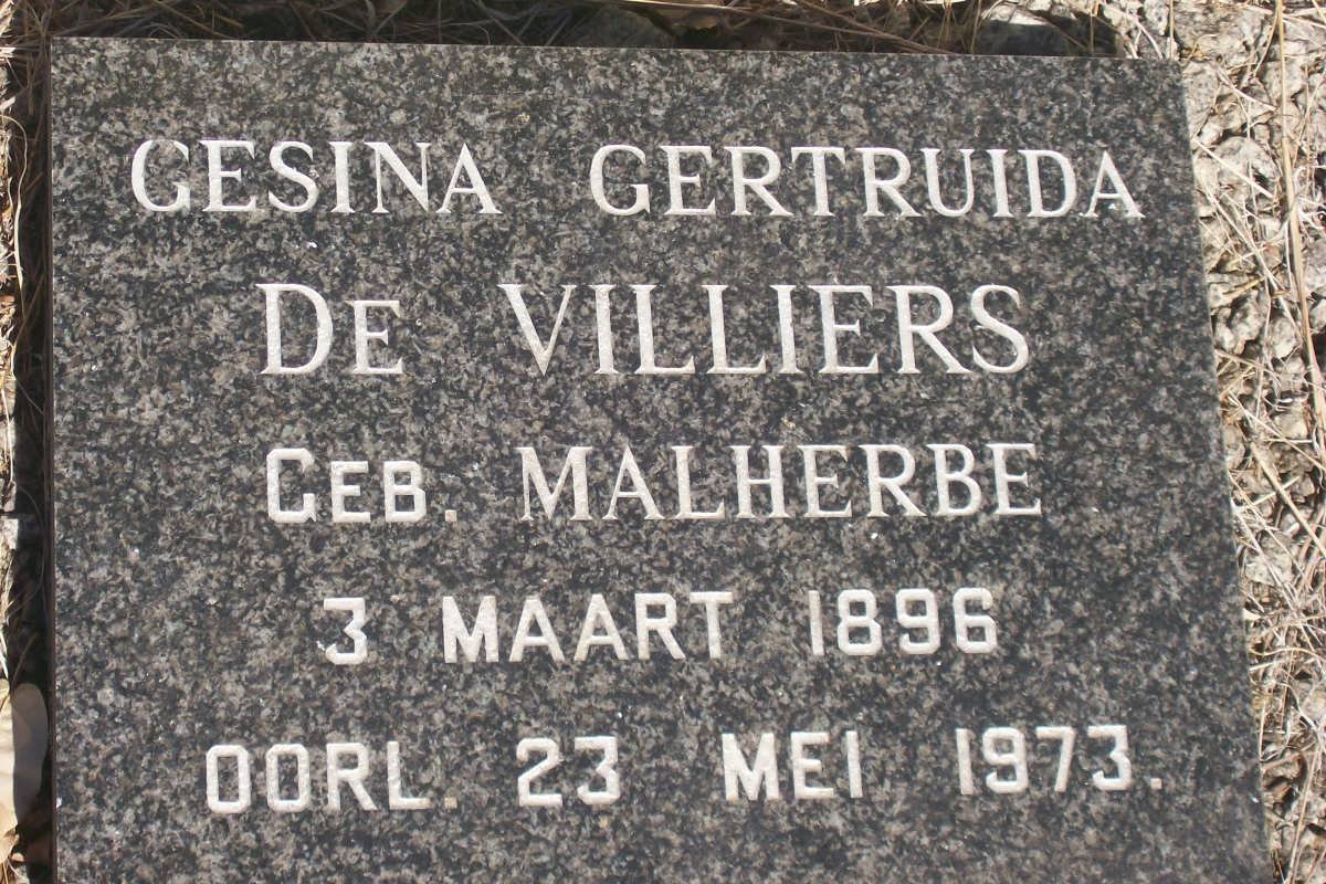 VILLIERS Gesina Gertruida, de nee MALHERBE 1896-1973