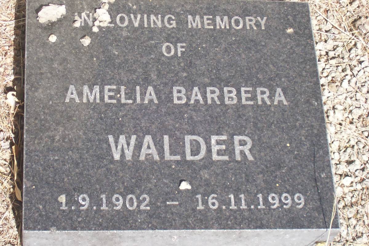 WALDER Amelia Barbera 1902-1999