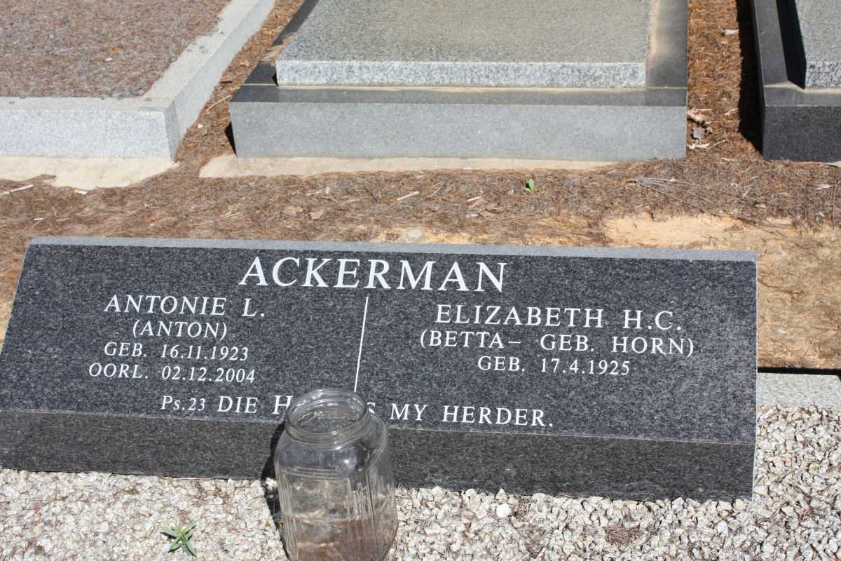 ACKERMAN Antonie L. 1923-2004 &amp; Elizabeth H.C. HORN 1925-