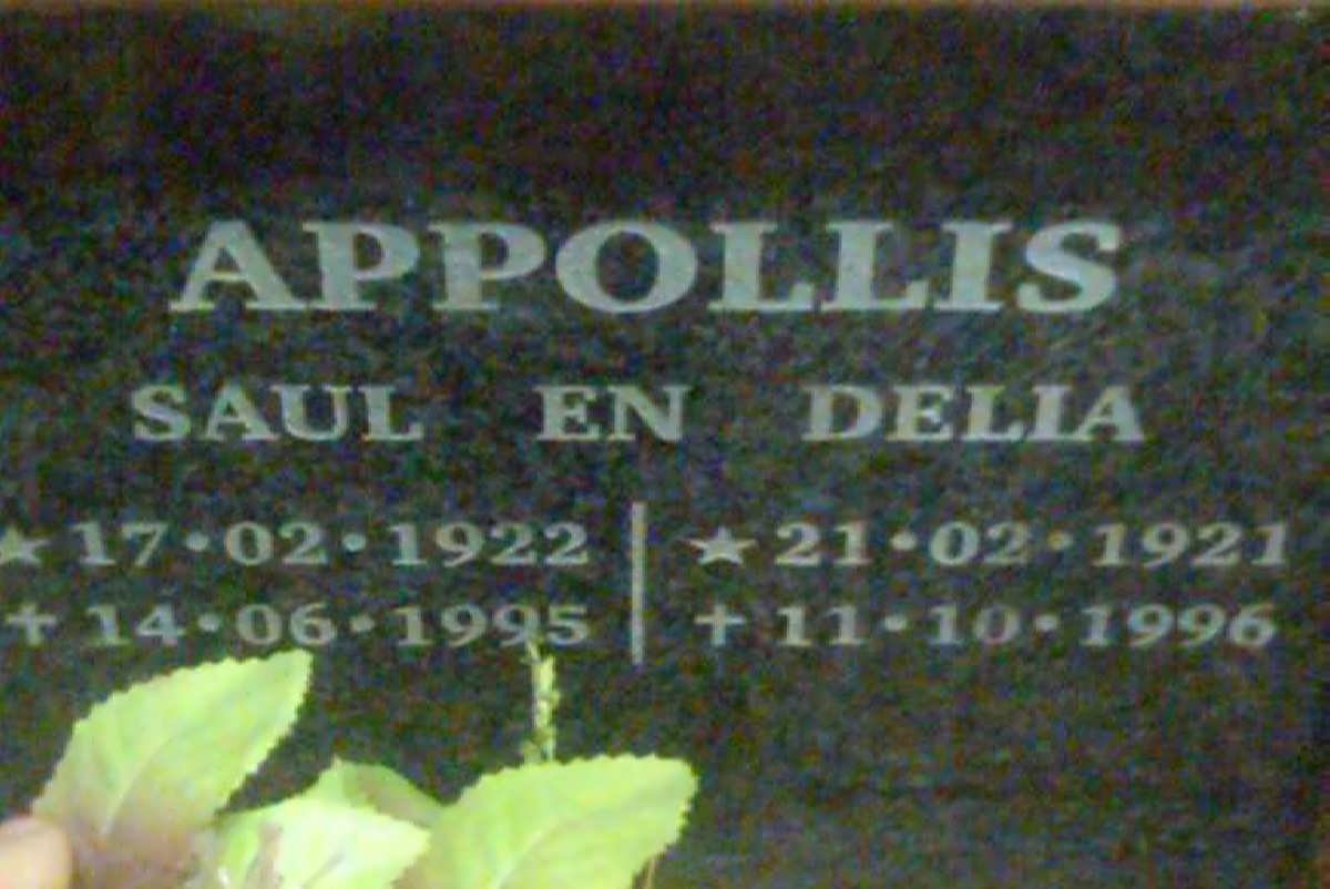 APPOLLIS Saul 1922-1995 &amp;  Delia 1921-1996