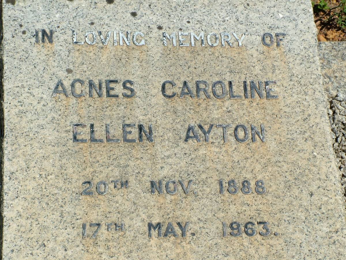 AYTON Agnes Caroline Ellen 1888-1963