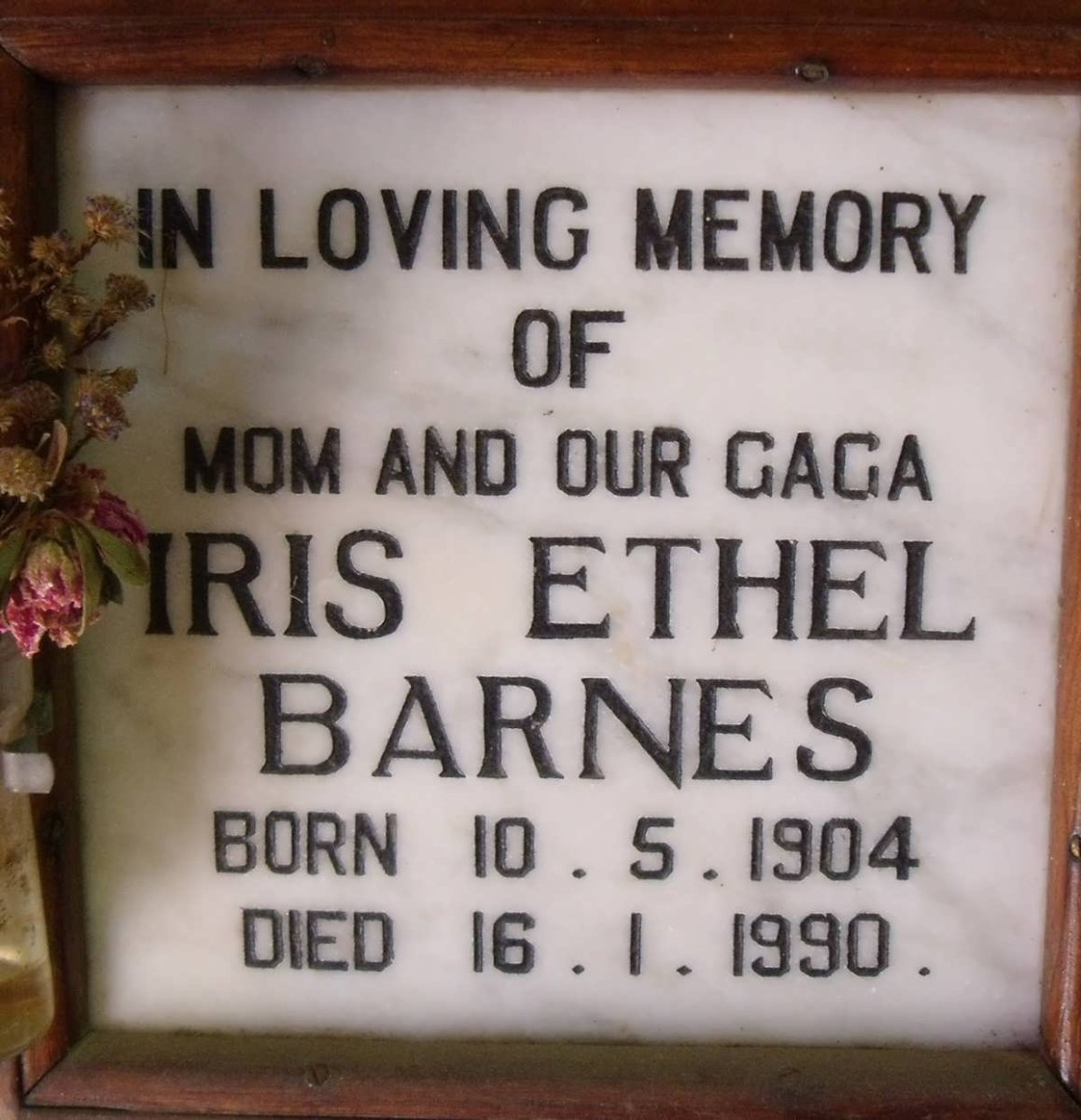 BARNES Iris Ethel 1904-1990
