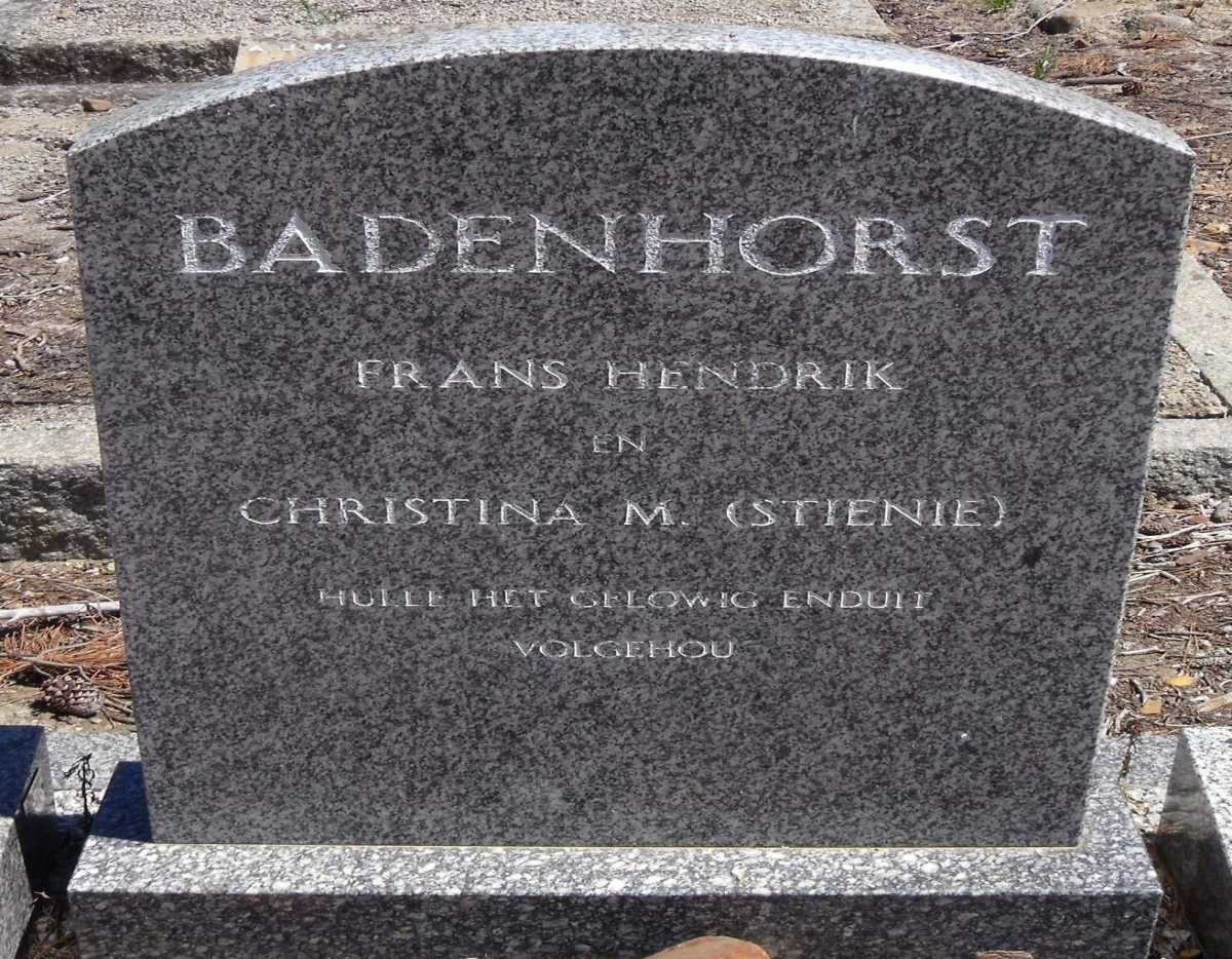 BADENHORST Frans Hendrik &amp; Christina M.