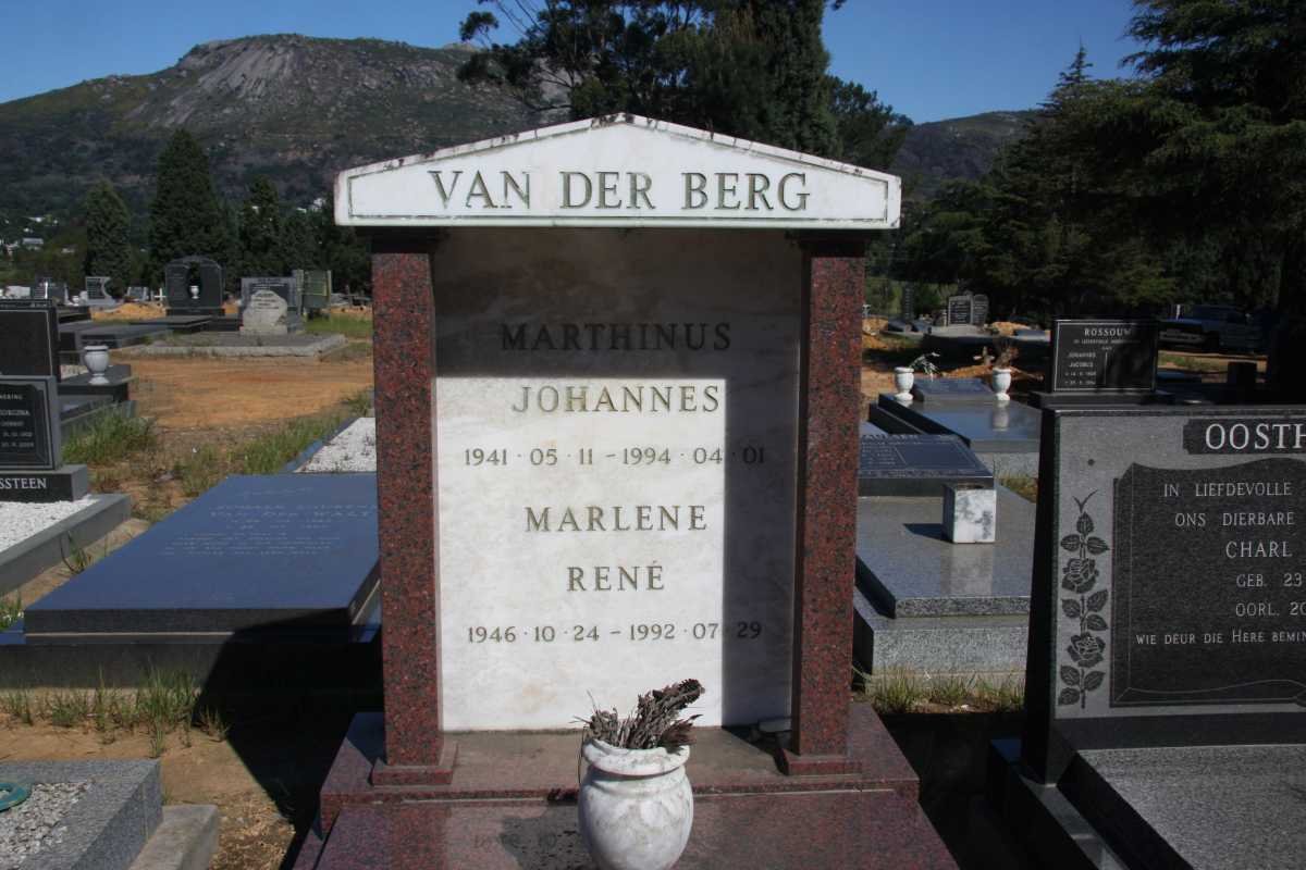 BERG Marthinus Johannes, van der 1941-1994 &amp; Marlene René 1946-1992