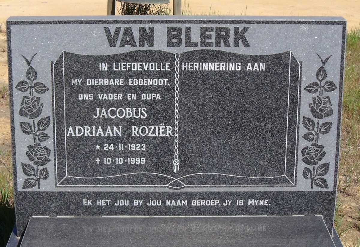 BLERK Jacobus Adriaan Roziër, van 1923-1999