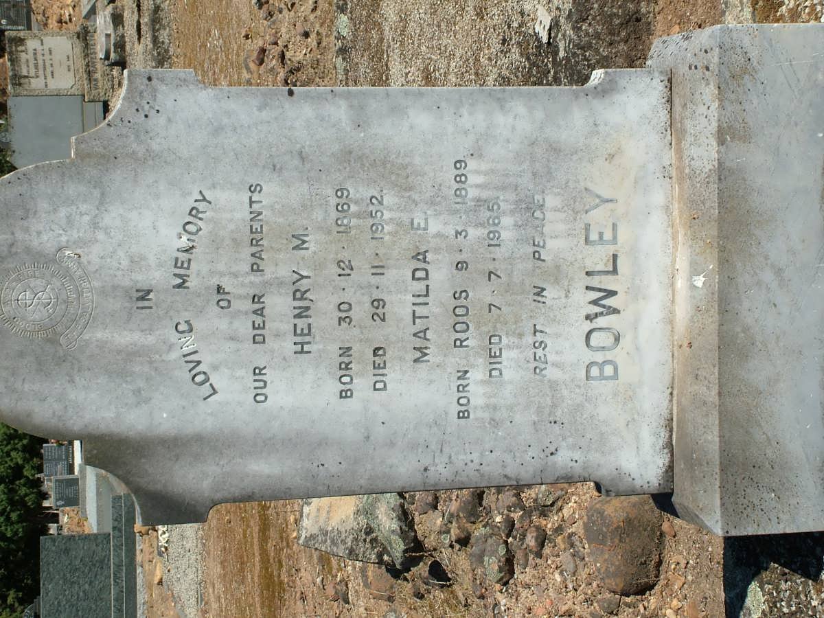 BOWLEY Henry M. 1869-1952 Matilda E.ROOS 1889-1965