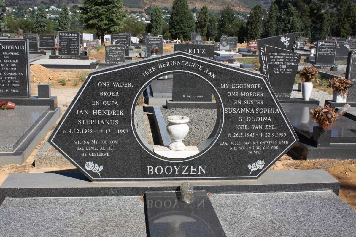 BOOYZEN Jan Hendrik Stephanus 1938-1997 &amp; Susanna Sophia Gloudina VAN ZYL 1945-1990
