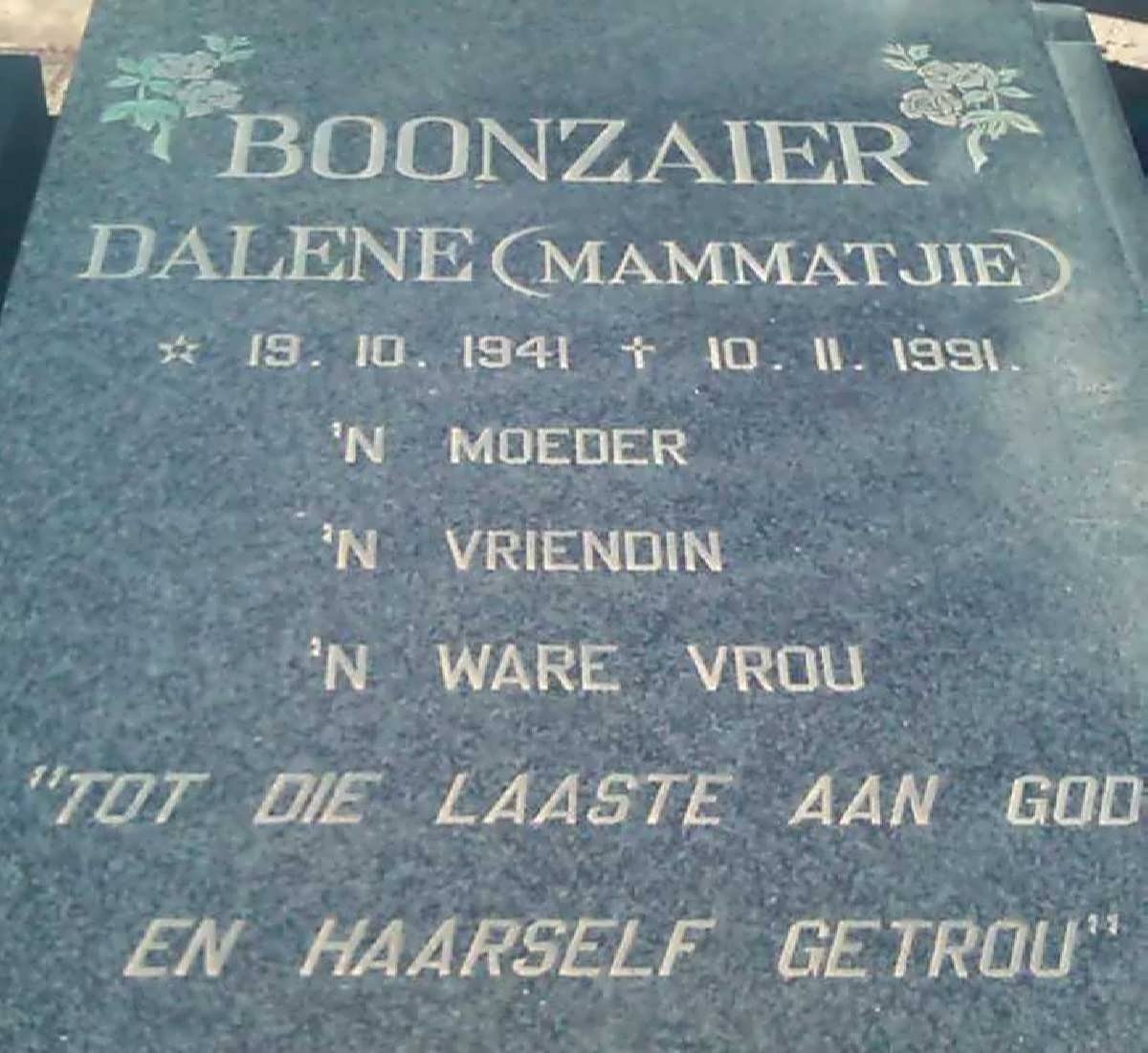BOONZAIER Dalene 1941-1991