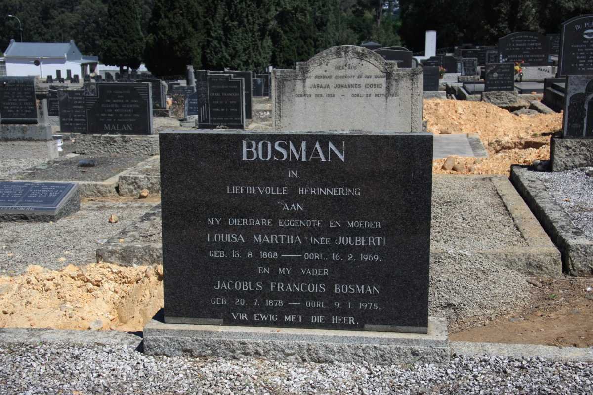 BOSMAN Jacobus Francois 1878-1975 &amp; Louisa Martha JOUBERT 1888-1969
