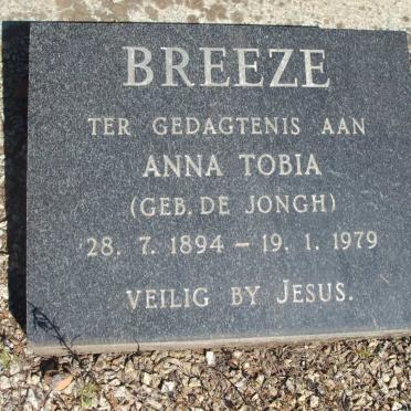 BREEZE Anna Tobia nee DE JONGH 1894-1979
