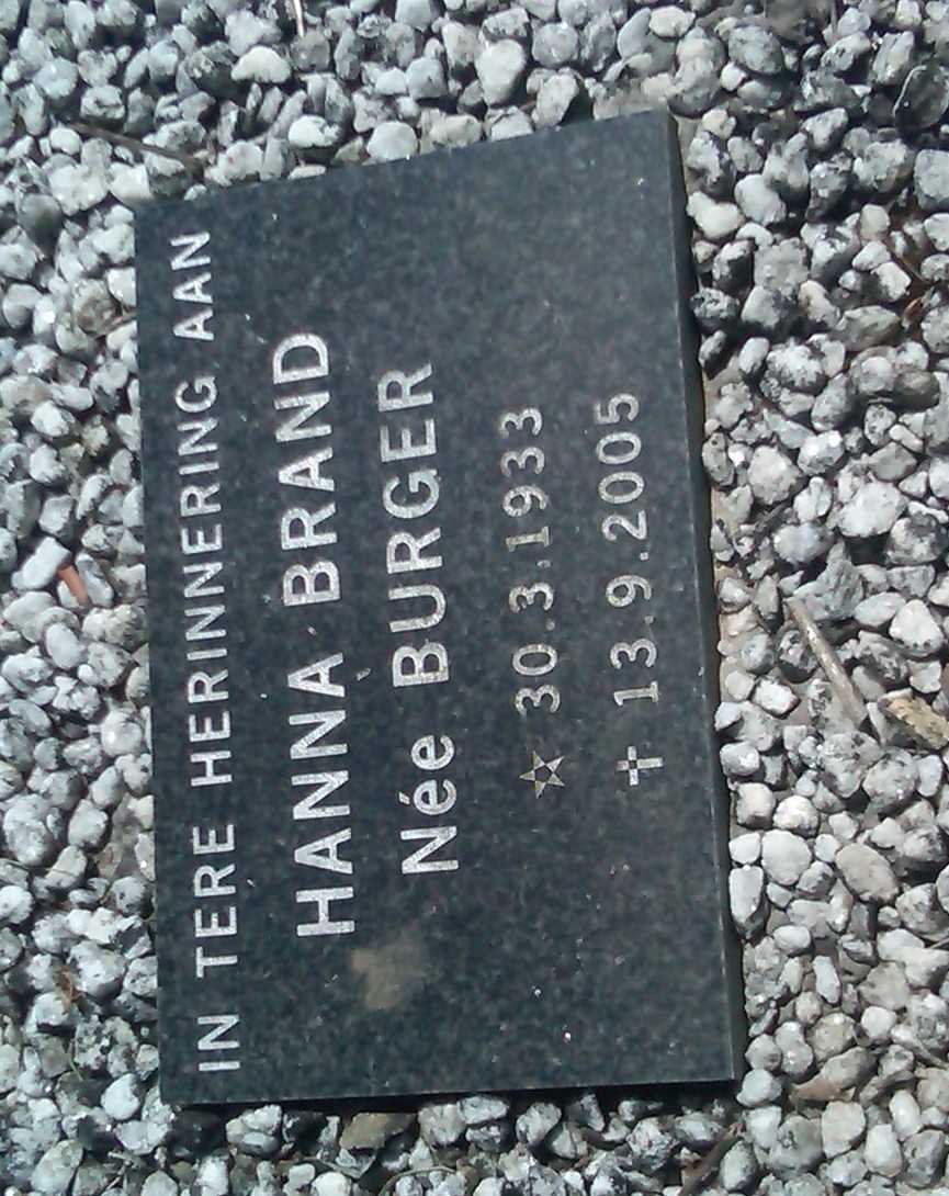 BURGER Magdalena Johanna nee MOUTON 1904-1976 :: BRAND Hanna nee BURGER 1933-2005