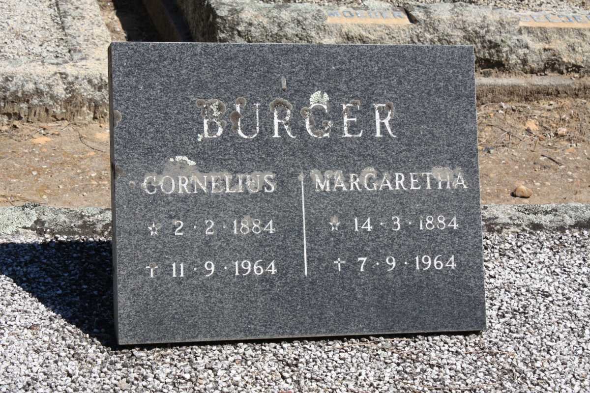 BURGER Cornelius 1884-1964 &amp; Margaretha 1884-1964