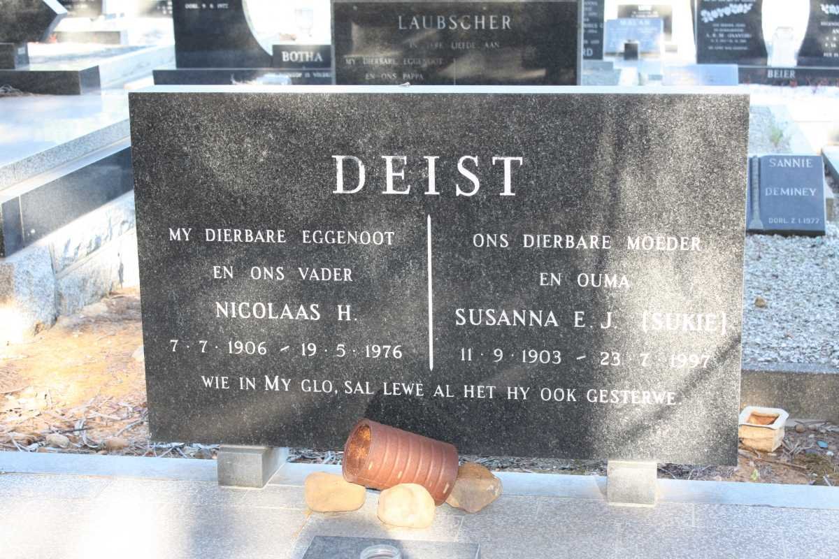 DEIST Nicolaas H. 1906-1976 &amp; Susanna E.J. 1903-1997