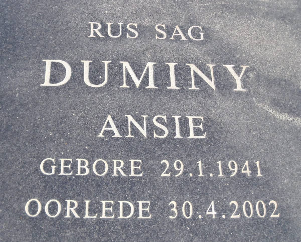 DUMINY Ansie nee VISAGIE 1941-2002