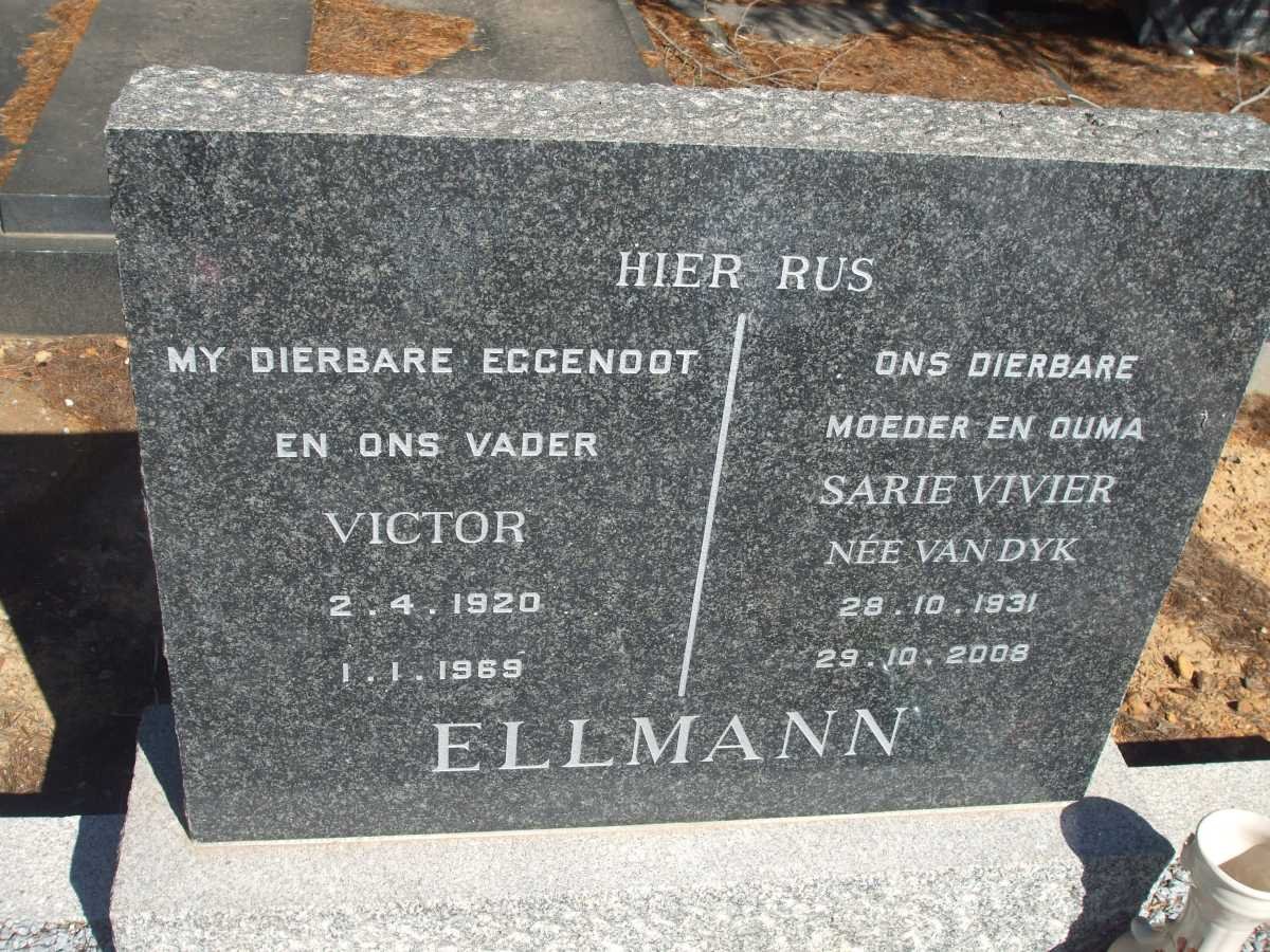 ELLMANN Victor 1920-1969 &amp; Sarie Vivier VAN DYK 1931-2008