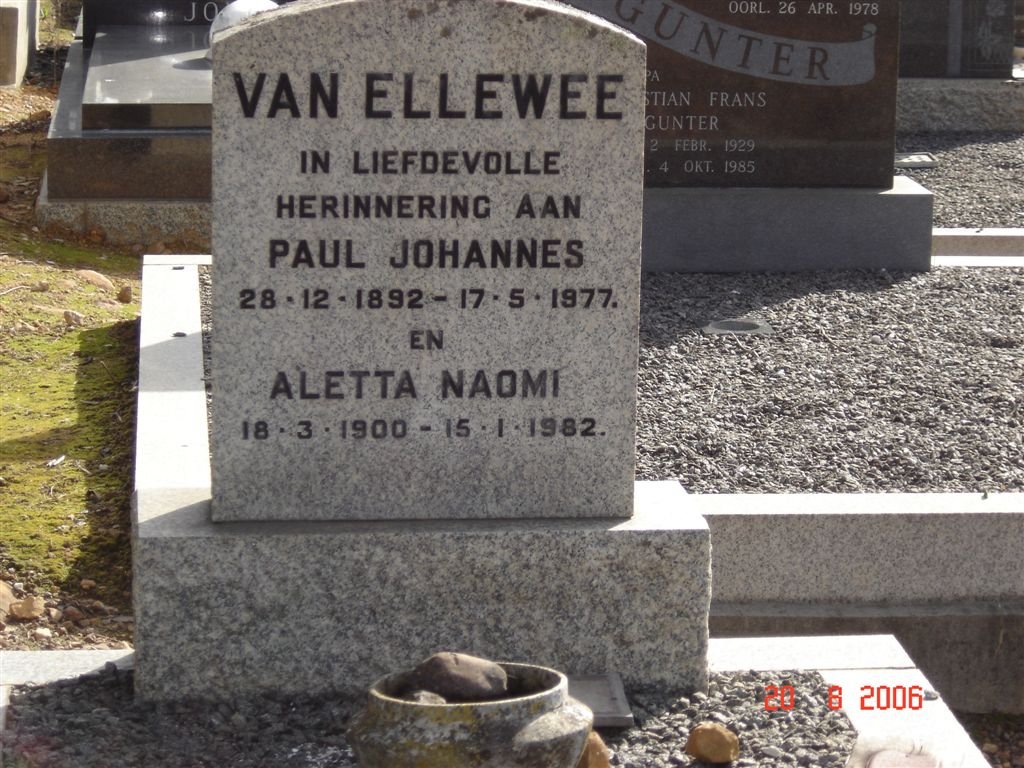 ELLEWEE Paul Johannes, van 1892-1977 &amp; Aletta Naomi 1900-1982