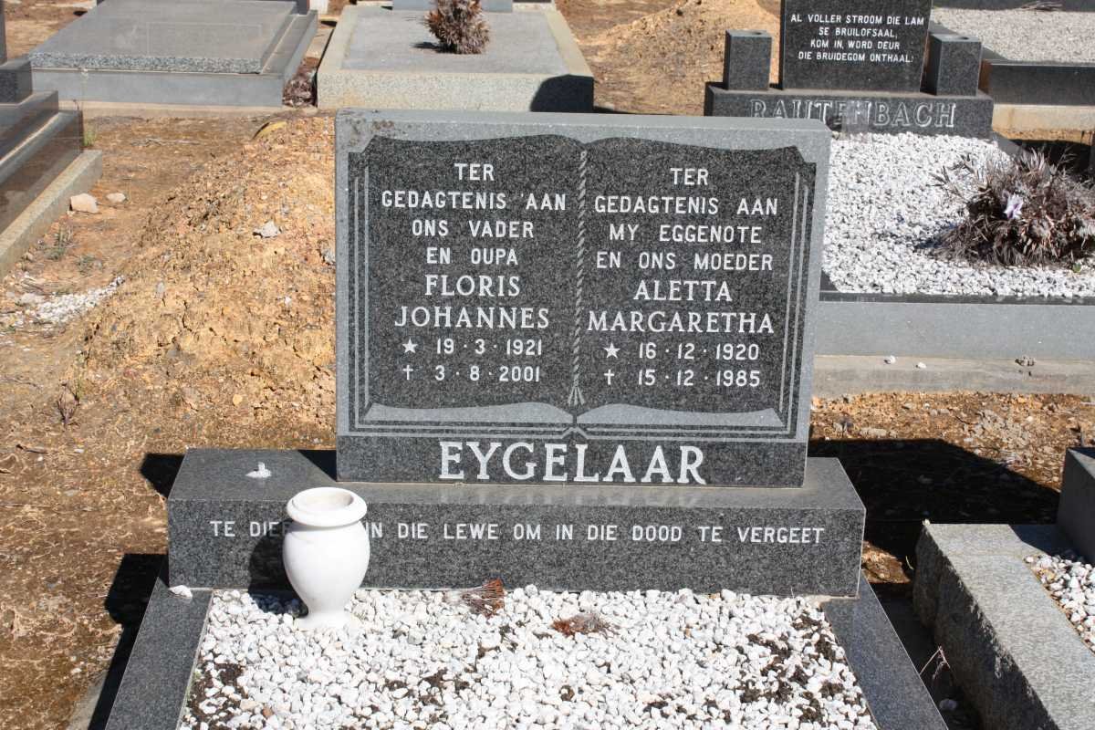 EYGELAAR Floris Johannes 1921-2001 &amp; Aletta Margaretha 1920-1985