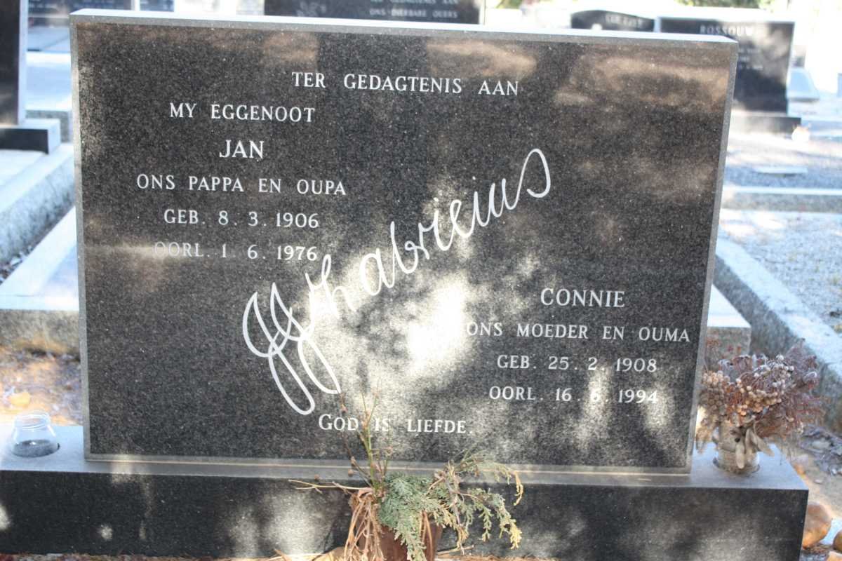 FABRICIUS Jan 1906-1976 &amp; Connie 1908-1994