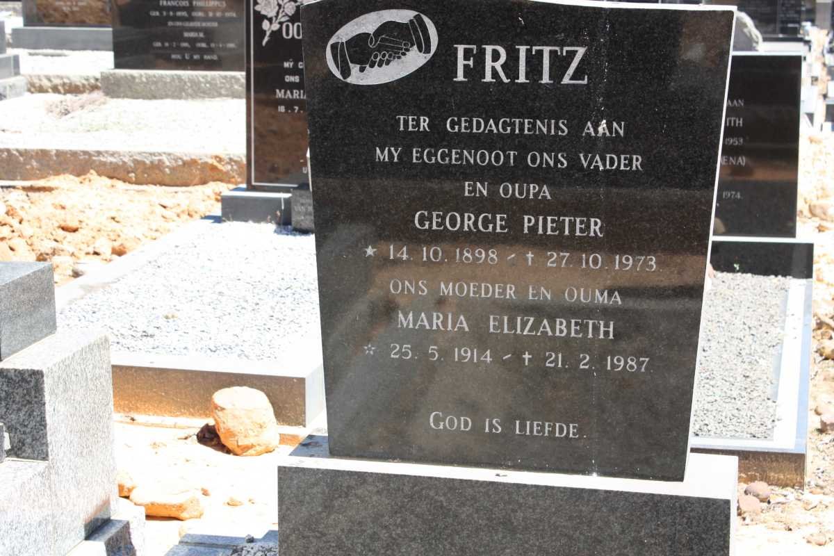 FRITZ George Pieter 1898-1973 &amp; Maria Elizabeth 1914-1987